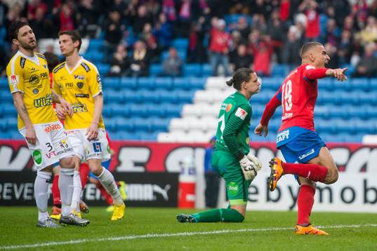 Falkenbergs Hampus Svensson och målvakt Otto Martler