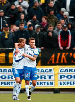 Norrköpings Christoffer Nyman och Arnor Ingvi Traustason