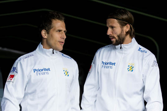 IFK Göteborgs Tobias Hysén och Mattias Bjärsmyr  innan