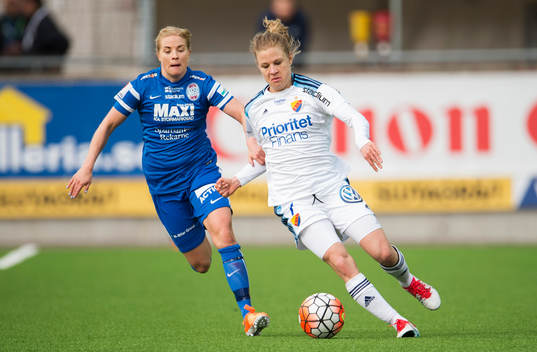 Djurgårdens Karin Schmidt och Eskilstunas Annica Svensson