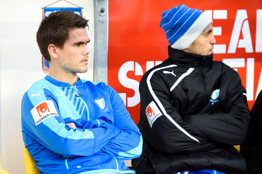 Malmö FFs Vidar Örn Kjartansson på bänken