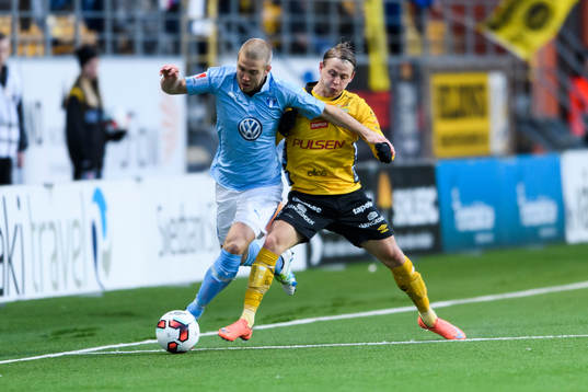 Malmö FFs Anton Tinnerholm och Elfsborgs Simon Hedlund