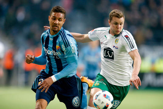 Djurgårdens Mathias Ranegie och Hammarbys Richard Magyar