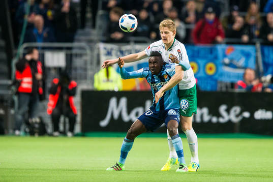 Djurgårdens Sam Johnson och Hammarbys Lars Saetra