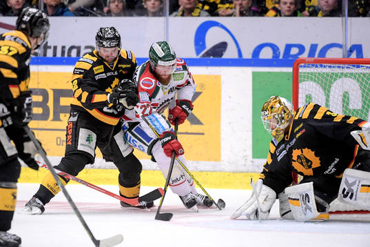 Skellefteås Janne Pesonen och målvakt Erik Hanses och