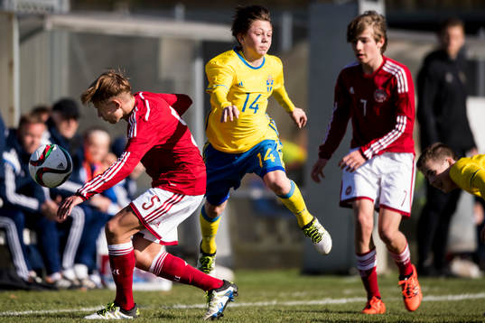 Sveriges Samuel Nielsen mot Danmarks Emil Johansen och