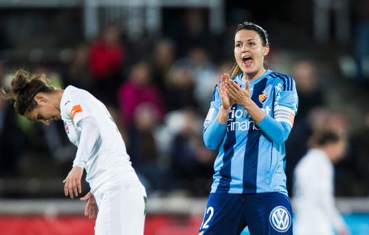 Djurgårdens Emilia Appelqvist reagerar