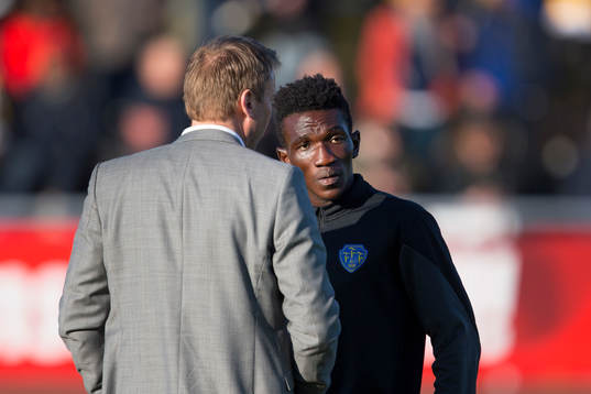 Falkenbergs tränare Hans Eklund och Lord Ofosuhene