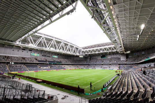 Inertiör av Tele2 Arena innan fotbollsmatchen i