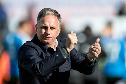 Halmstads tränare Jan Jönsson jublar