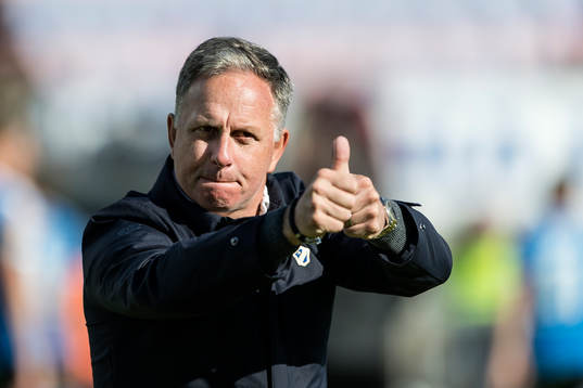 Halmstads tränare Jan Jönsson jublar
