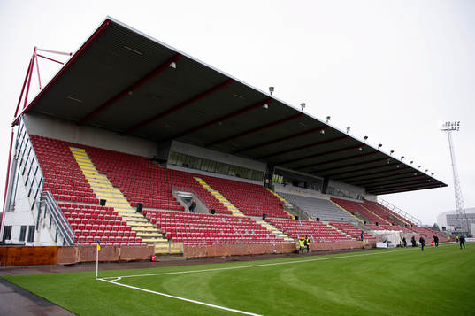 Generell vy av läktaren på Södertälje fotbollsarena