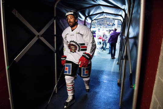Frölundas Joel Lundqvist lämnar uppvärmningen