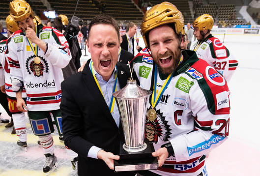Frölundas tränare Roger Rönnberg och Joel Lundqvist
