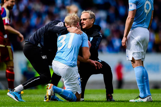 Malmö FFs Franz Brorsson har ont
