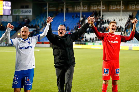 Norrköpings Daniel Sjölund, tränare Jan Andersson och