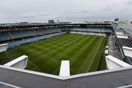 Vy över Gamla Ullevi innan fotbollsmatchen i Allsvenskan