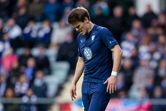 Malmö FFs Vidar Örn Kjartansson grimaserar