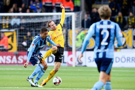 Kamp mellan Djurgårdens Mathias Ranegie och Elfsborgs