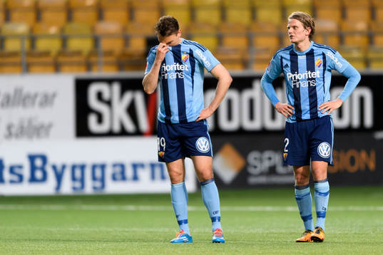Djurgårdens Marcus Hansson och Tim Björkström deppar