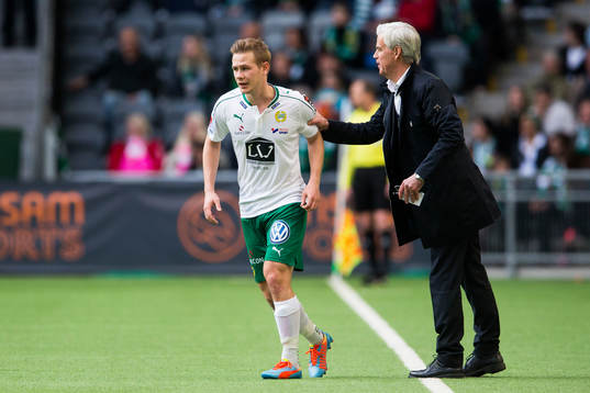 Hammarbys Erik Israelsson och tränare Nanne Bergstrand
