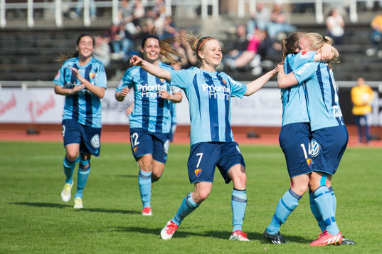 Djurgårdens Mia Jalkerud, Hanna Lundqvist, Katrin Schmidt,