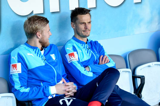 Malmö FFs målvakt Fredrik Andersson och Markus Rosenberg
