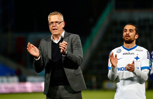 Norrköpings tränare Jan Andersson och Christopher Nilsson