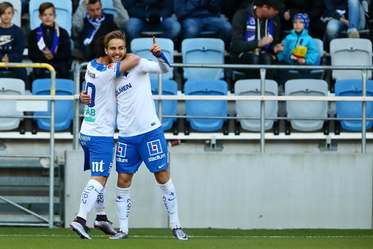Norrköpings Christoffer Nyman jublar med Nikola Tkalcic