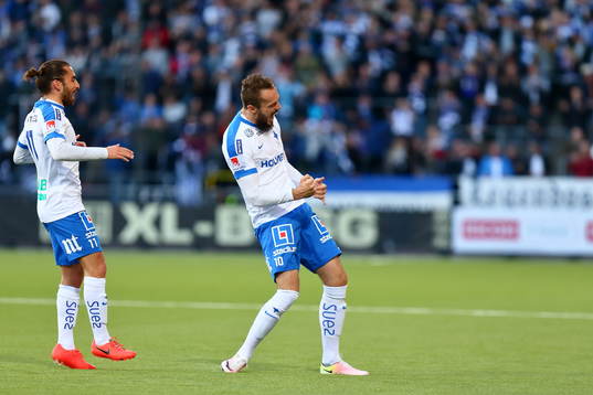 Norrköpings Emir Kujovic och Christopher Nilsson Telo