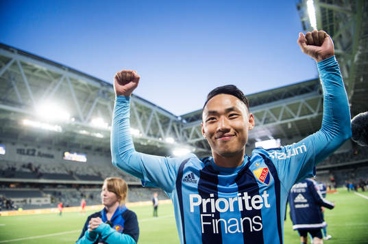 Djurgårdens Seon-Min Moon jublar