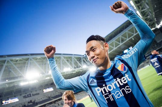 Djurgårdens Seon-Min Moon jublar