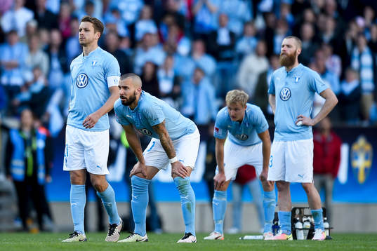 Malmö FFs Kari Arnason, Guillermo Molins, Franz Brorsson