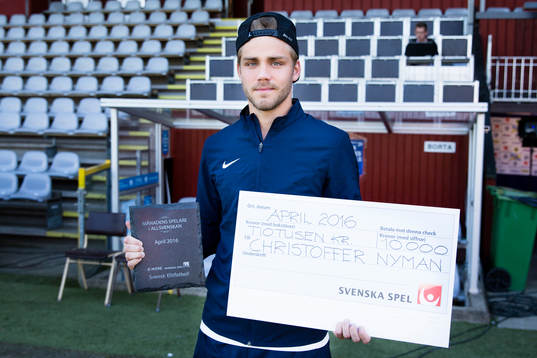 Norrköpings Christoffer Nyman fick ta emot pris för