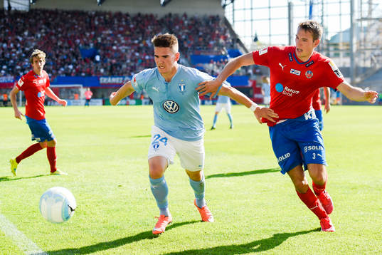 Malmö FFs Vidar Örn Kjartansson och Helsingborgs Frederik