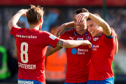 Helsingborgs Martin Christensen, Matthew Rusike och Jordan