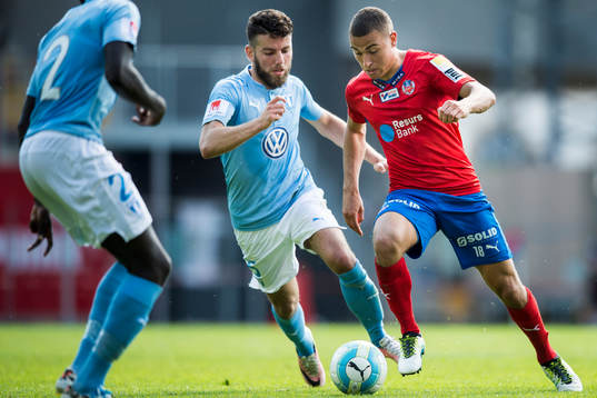 Malmö FFs Erdal Rakip och Helsingborgs Jordan Larsson
