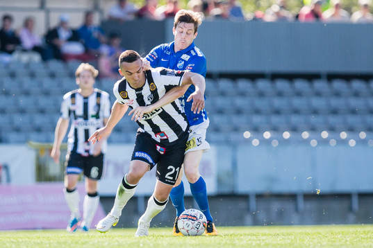 Landskronas Admir Aganovic och Norrbys Nino Osmanagic
