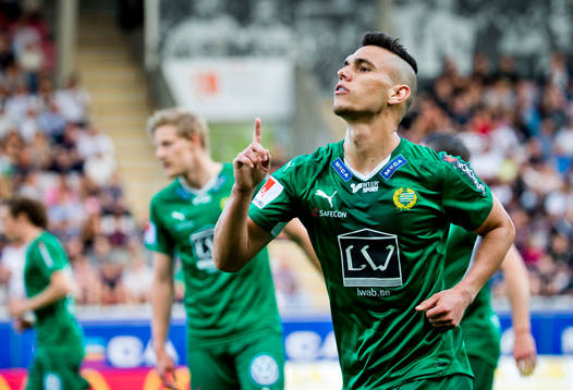 Hammarbys Alexssander Medeiros de Azeredo gör 0-1 och