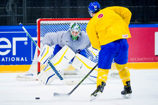 Målvakt Jacob Markström och Martin Lundberg