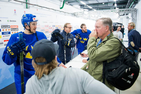 Jimmie Ericsson, förbundskapten Pär Mårts och Adam