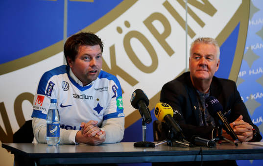 Ny tränare Jens Gustafsson i IFK Norrköping intill