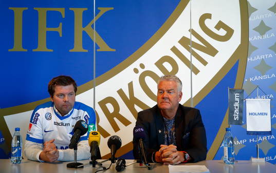 Ny tränare Jens Gustafsson och ordförande Peter Hunt i