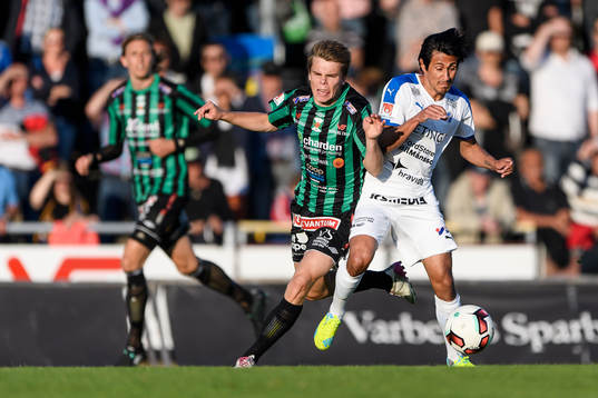 Varbergs Elias Andersson och Halmstads Antonio Rojas