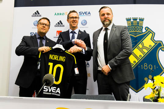 s VD Mikael Ahlerup, tränare Rikard Norling  och sportchef