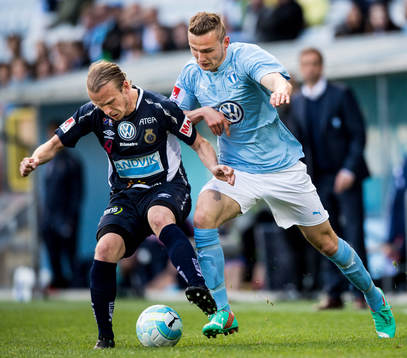 4 Gefles Jesper Florén och Malmö FFs Piotr Johansson