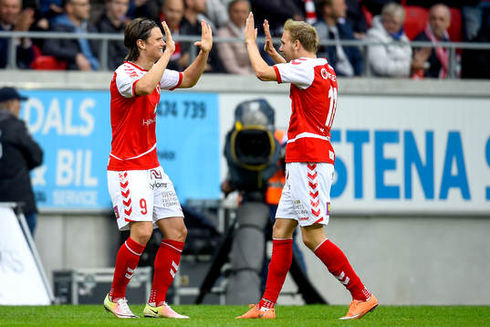 Kalmars Marcus Antonsson och Jonathan Ring jublar