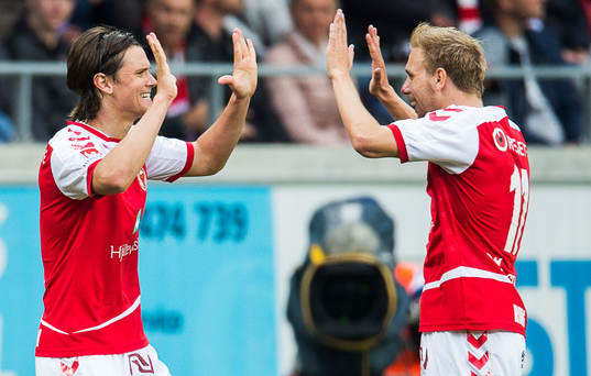 Kalmars Marcus Antonsson och Jonathan Ring jublar