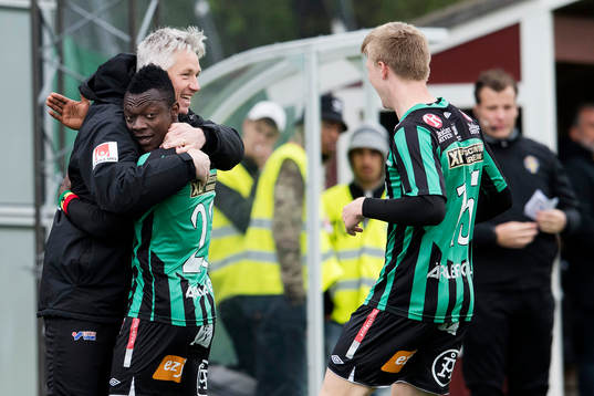 Varbergs Thomas Boakye jublar