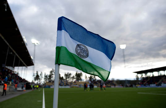 Jämtlandsflagga som hörnflagga på Jämtkraft Arena